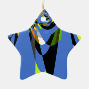 Mooie Blauwe Afrikaanse Tribal Motief Patroon Art  Keramisch Ornament