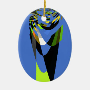 Mooie Blauwe Afrikaanse Tribal Motief Patroon Art  Keramisch Ornament