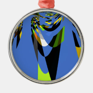 Mooie Blauwe Afrikaanse Tribal Motief Patroon Art  Metalen Ornament