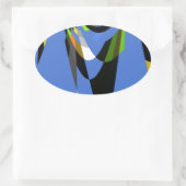 Mooie Blauwe Afrikaanse Tribal Motief Patroon Art  Ovale Sticker (Tas)