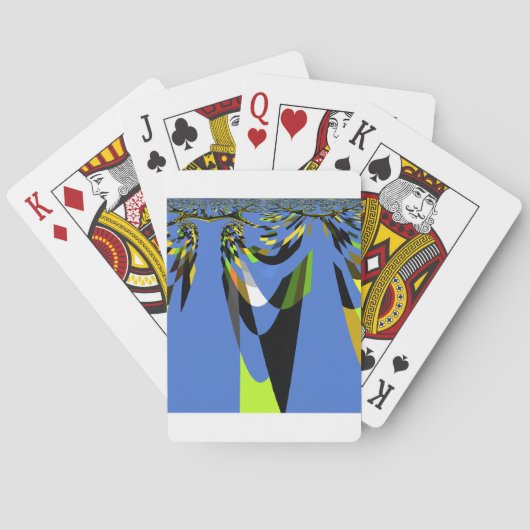 Mooie Blauwe Afrikaanse Tribal Motief Patroon Art  Pokerkaarten (Achterkant)