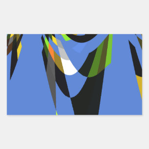 Mooie Blauwe Afrikaanse Tribal Motief Patroon Art  Rechthoekige Sticker