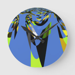 Mooie Blauwe Afrikaanse Tribal Motief Patroon Art  Ronde Klok