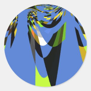 Mooie Blauwe Afrikaanse Tribal Motief Patroon Art Ronde Sticker