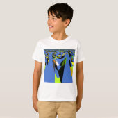 Mooie Blauwe Afrikaanse Tribal Motief Patroon Art  T-shirt (Voorkant volledig)