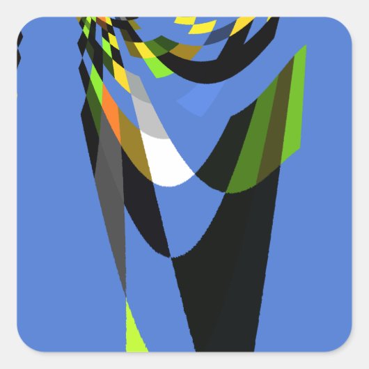 Mooie Blauwe Afrikaanse Tribal Motief Patroon Art  Vierkante Sticker (Voorkant)