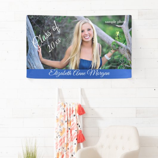 Mooie, blauwe Afstuderen Banner Aangepaste foto, (Insitu)