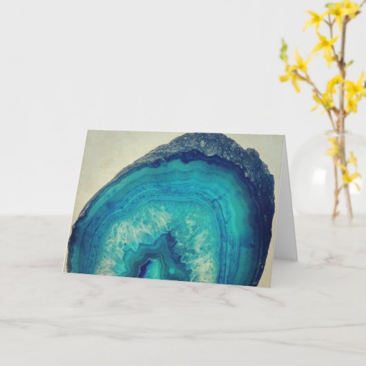 Mooie Blauwe Agaat Geode, Moederdag Kaart (Gele Bloem)