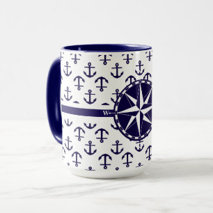 Mooie blauwe Anker Patroon Nautilus Thema Mok