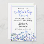 Mooie Blauwe Aquarel Bloem Moederdag Brunch Kaart (Voorkant / Achterkant)