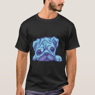 Mooie blauwe aquarel Pug Puppy T-shirt