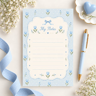 Mooie blauwe aquarel tulp gelinieerd briefpapier
