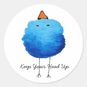 Mooie Blauwe Aquarel Vogelsticker Ronde Sticker