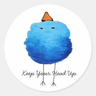 Mooie Blauwe Aquarel Vogelsticker Ronde Sticker