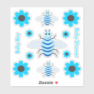 Mooie Blauwe Baby Jongen Bij Aangepaste Baby Showe Sticker