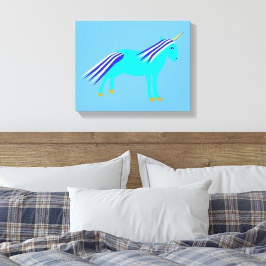 Mooie Blauwe Baby Jongen Eenhoorn Slaapkamer Canvas Afdruk (Insitu (Slaapkamer))