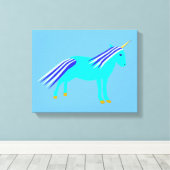 Mooie Blauwe Baby Jongen Eenhoorn Slaapkamer Canvas Afdruk (Insitu (Houten vloer))