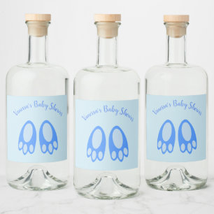 Mooie Blauwe Baby Jongen Konijn Voeten Pasen Baby Likeurfles Etiket