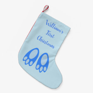 Mooie Blauwe Baby Jongen Konijn Voeten Pasen Custo Kleine Kerstsok