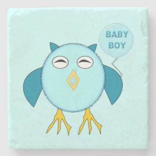 Mooie Blauwe Baby Jongen Uil Stenen Onderzetter