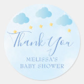Mooie Blauwe Baby Shower Bedank Je Favor Ronde Sticker (Voorkant)