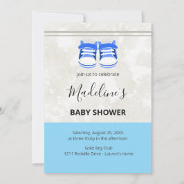 Mooie blauwe baby shower uitnodiging – op maat gem