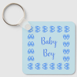Mooie Blauwe Babyjongen Konijnenpoten Pasen Baby S Sleutelhanger