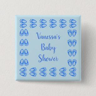 Mooie Blauwe Babyjongen Konijnenpoten Pasen Baby S Vierkante Button 5,1 Cm