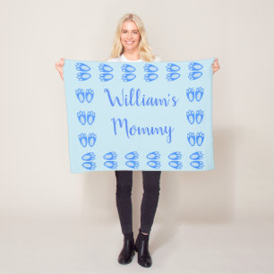 Mooie Blauwe Babyjongen Konijnenpoten Pasen Custom Fleece Deken