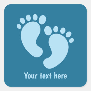 Mooie blauwe babyjongen voeten voeg bericht toe  vierkante sticker