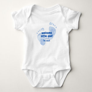 Mooie Blauwe Babyvoetjes Welkom Kleine Nursery Des Romper