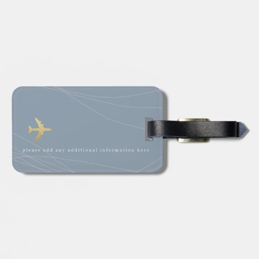 Mooie, blauwe Bagagelabel voor reizen met naam (Achterkant horizontaal)
