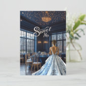 Mooie blauwe balzaal kaart (Staand voorkant)