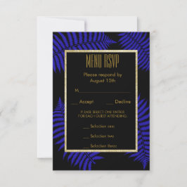 Mooie Blauwe Blad Varens Huwelijksmenu RSVP Kaartje