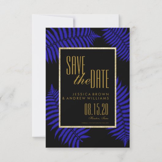 Mooie Blauwe Blad Varens Save The Date (Voorkant)