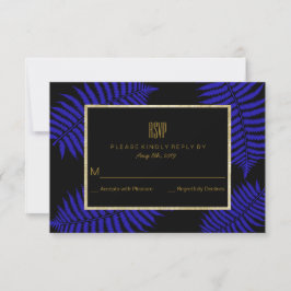 Mooie Blauwe Bladvaren Bruiloft RSVP Kaartje