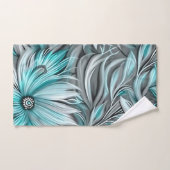 Mooie Blauwe Blauwgroen Bloemenprint Bad Handdoek (Handdoek)