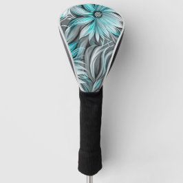 Mooie Blauwe Blauwgroen Bloemenprint Golfheadcover