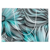 Mooie Blauwe Blauwgroen Bloemenprint Groot Cadeauzakje (Achterkant)