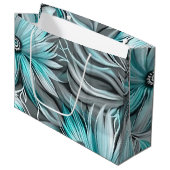 Mooie Blauwe Blauwgroen Bloemenprint Groot Cadeauzakje (Voorkant Gekanteld)