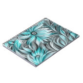 Mooie Blauwe Blauwgroen Bloemenprint Notitieboek (Linkerzijde)