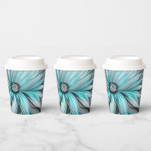 Mooie Blauwe Blauwgroen Bloemenprint