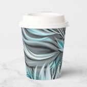 Mooie Blauwe Blauwgroen Bloemenprint Papieren Bekers (Achterkant)