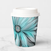 Mooie Blauwe Blauwgroen Bloemenprint Papieren Bekers (Voorkant)