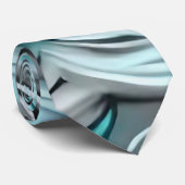 Mooie Blauwe Blauwgroen Bloemenprint Stropdas (Opgerold)