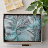 Mooie Blauwe Blauwgroen Bloemenprint Tissuepapier (Geschenk)