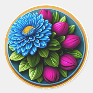Mooie Blauwe Bloem #1 Ronde Sticker