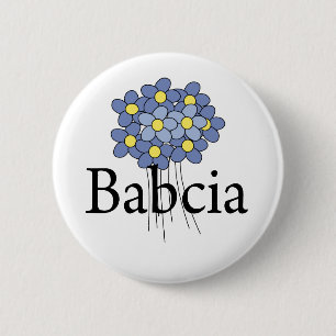 Mooie Blauwe Bloem Babcia T-shirt Ronde Button 5,7 Cm