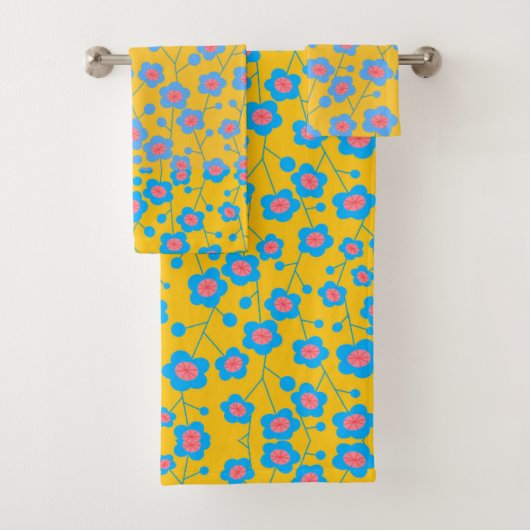 Mooie blauwe bloem bad handdoek (Insitu)