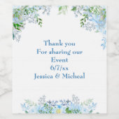 Mooie blauwe bloem bedankt wijn etiket (Enkel label)